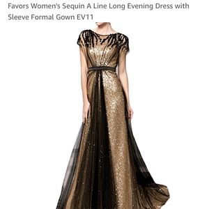 Black and gold sequin dress